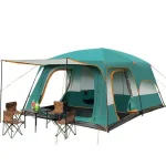 Toby’s New 4-6 Person Double Layer Outdoor Camping Tent, A Bedroom And A Living Room, Family Cabin (Green)