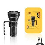 Toby's TORCH-120 High Power 50W Flashlight with 760M Range 5000LM Brightness USB Rechargeable Waterproof Emergency SOS and Handle Grip