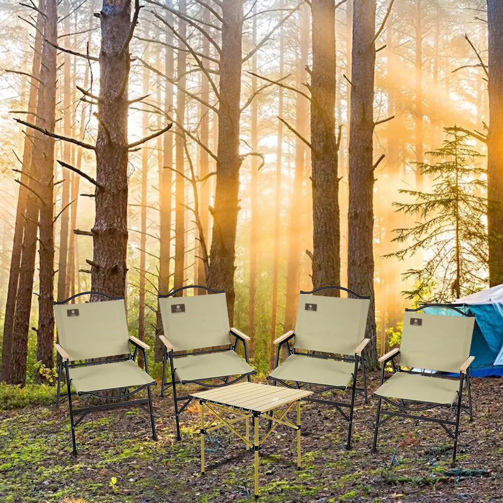 2-3-4.webp Tobys Set of 4 Folding Chairs With Folding Table - Lightweight Outdoor Camping Chair Table Set With Carry Bag Perfect For Outdoor - Image 1