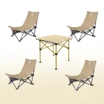 Tobys Set of 4 Folding Chairs With Folding Table - Lightweight Outdoor Camping Chair Table Set With Carry Bag Perfect For Outdoor