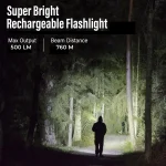 Toby's TORCH-120 High Power 50W Flashlight with 760M Range 5000LM Brightness USB Rechargeable Waterproof Emergency SOS and Handle Grip - Image 5