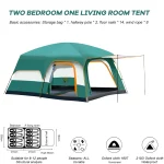 Toby’s New 8-12 Person Double Layer Outdoor Camping Tent, A Bedroom And A Living Room, Family Cabin (Green) - Image 8