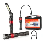 Toby's CPL-T09 3 in 1 Quick Connect Rechargeable Led Work Light Kit with Magnetic Base, LED Flashlight with Flexible Gooseneck Light and Slim Bar Light,4000MA Battery and USB-C Charge