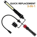 Toby's CPL-T09 3 in 1 Quick Connect Rechargeable Led Work Light Kit with Magnetic Base, LED Flashlight with Flexible Gooseneck Light and Slim Bar Light,4000MA Battery and USB-C Charge - Image 5