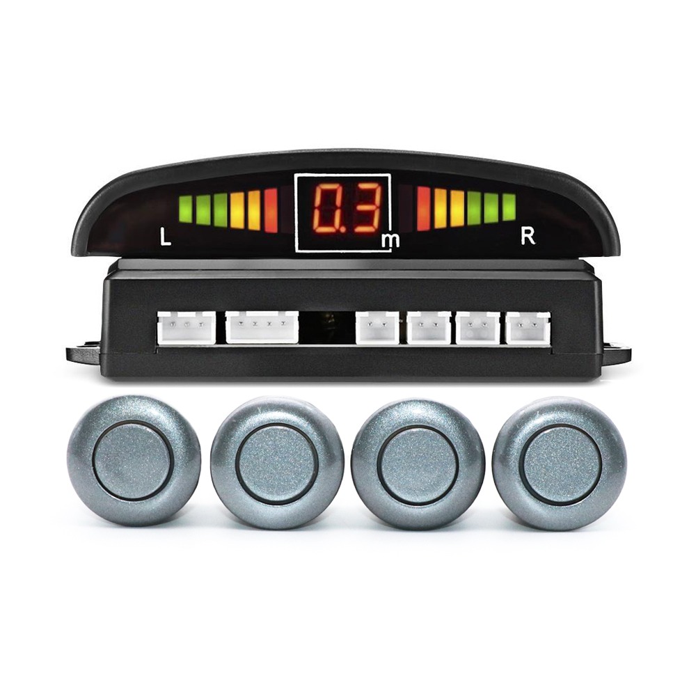 Car-Parking-Sensor-Black-Color-with-LED-Display-Audio-Alarm-1.jpg Car Parking Sensor Grey Color with LED Display Audio Alarm - Image 1