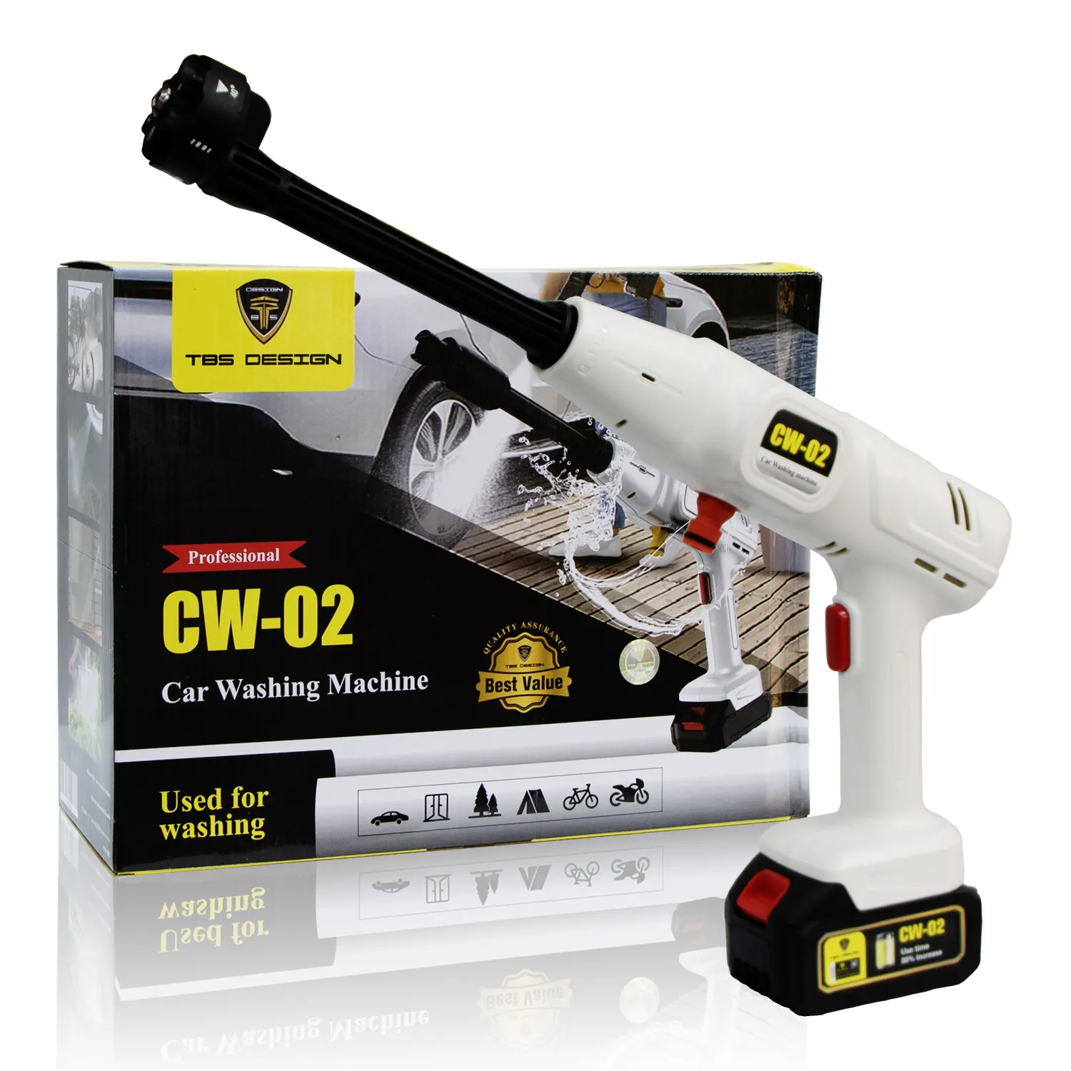 Car-washer-CW-02-1.webp TBS CW-02 Cordless high pressure car wash tool with full angle multifunctional nozzle and more powerful motor cleaning machine - Image 1