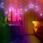 Star Moon String Lights Curtain Style Led Decor Light 8 Lighting Modes Waterproof Twinkle Fairy Light for Backyard Festivals (RGB) - Image 6