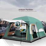 Toby’s New 8-12 Person Double Layer Outdoor Camping Tent, A Bedroom And A Living Room, Family Cabin (Green) - Image 9