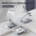 Toby's New Desktop Mobile Phone Tablet Holder Stand Rotatable Aluminum Alloy Cellphone Bracket - Grey - Image 8