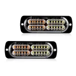 2 x LED Grille Emergency Strobe Lights Amber White 24 LED Warning Flashing Light