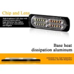2 x LED Grille Emergency Strobe Lights Amber White 24 LED Warning Flashing Light - Image 6