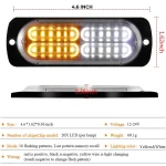 2 x LED Grille Emergency Strobe Lights Amber White 24 LED Warning Flashing Light - Image 7