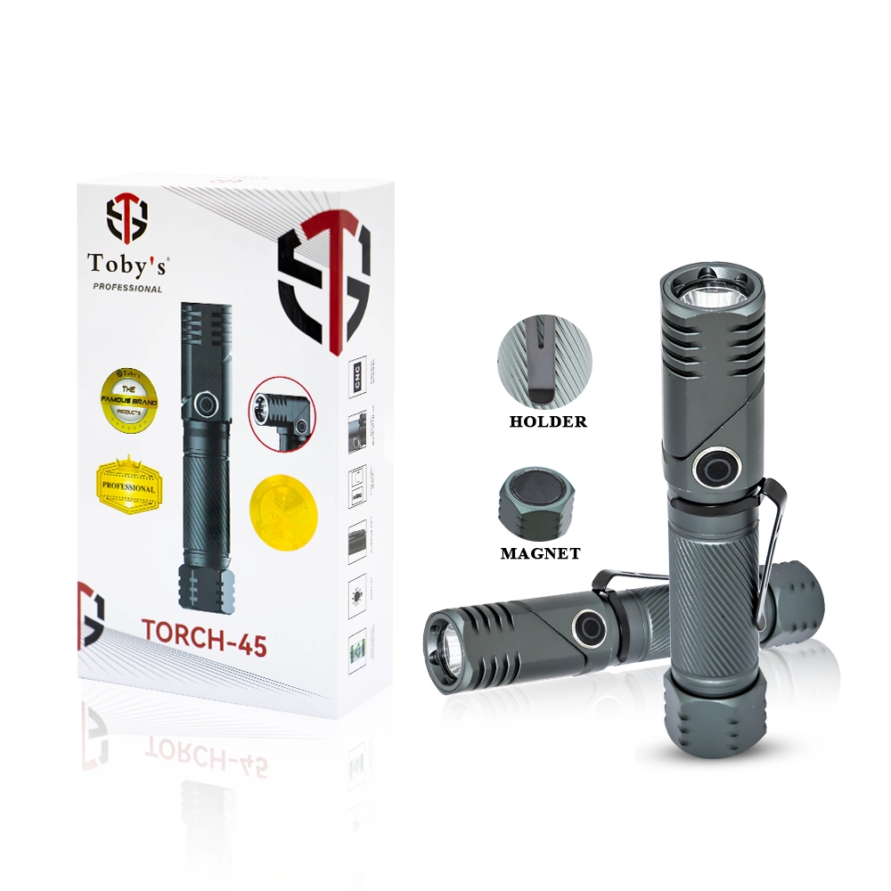 TORCH-45C.webp Toby's Torch-45 Rechargeable LED Bright Powerful Torch Light - High Strength Aluminum Alloy - Long Lasting Battery Life - Image 1