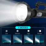 Toby's Rechargeable High Lumens Spotlight Flashlight, 2000 Lumens Super Bright LED Searchlight with Tripod, 4 Modes, IPX5 Waterproof, Handheld Spotlight for Camping, Home Security, Emergency - Image 2