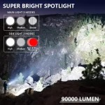Toby's Rechargeable Spotlight, 150000 Lumens Solar Flashlight Led Spot Light Outdoor Handheld with Cob Light, 3000mAh 4 Color 6 Modes Portable Spotlight Flashlight for Hunting Boating Marine - Image 3
