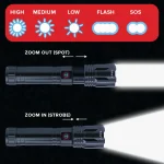 Toby's New Super Bright Flashlight,Retractable Zoomable Flashlight with 5 modes. - Image 5