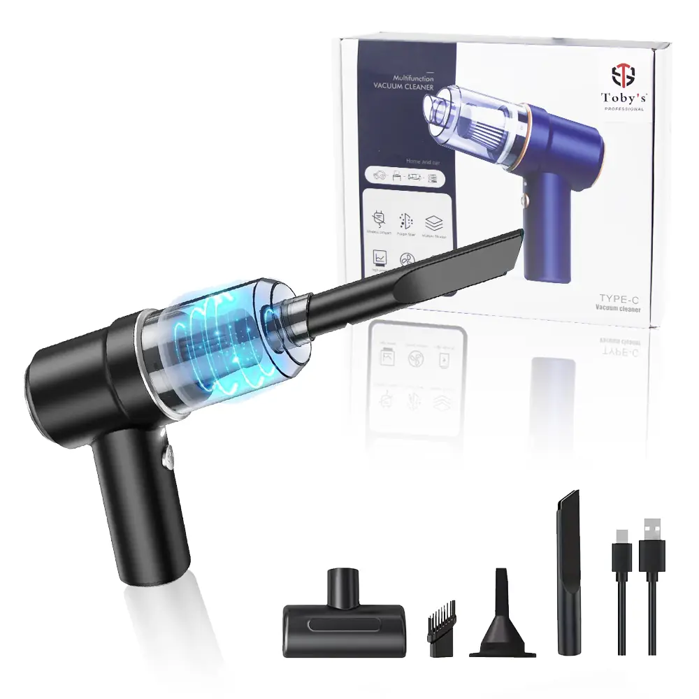 VC-117-tobysouq-1.webp Tobys VC-117 8000PA Suction 120W Power Handheld Vacuum And Blower Combo, Car Vacuum Cleaner Cordless, Mini Portable Rechargeable Wireless Vacuum Cleaner - Image 1