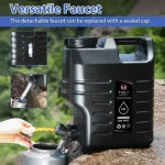 Tobys 12L Water Bucket BPA Free Portable Camping Water Container With Tap Large Capacity Water Storage Bin For Camping, Outdoor Party, Van, RV, Emergency (Color: Black) - Image 5